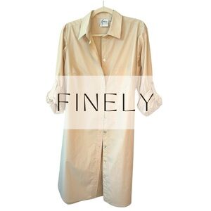Finely Beige Button-Up Shirt Dress with Mother of Pearl Buttons | Casual Safari